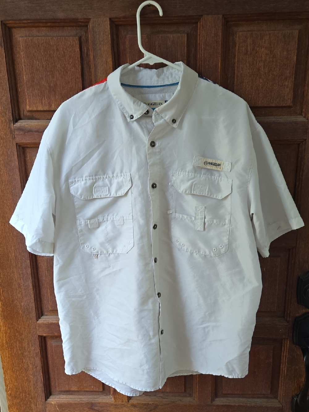 Magellan Outdoors Men Fish Gear Button Down Short Sleeve Shirt Medium